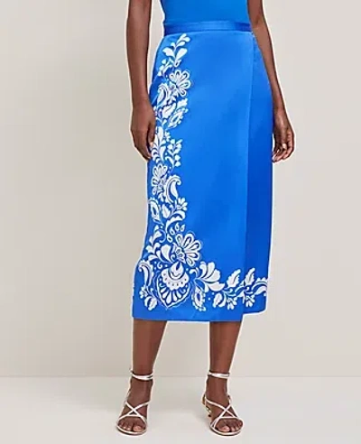 Ann Taylor Petite Satin Midi Wrap Skirt