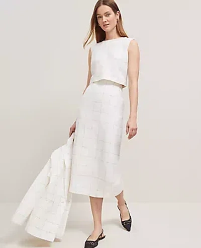 Ann Taylor The Petite Windowpane Midi Skirt