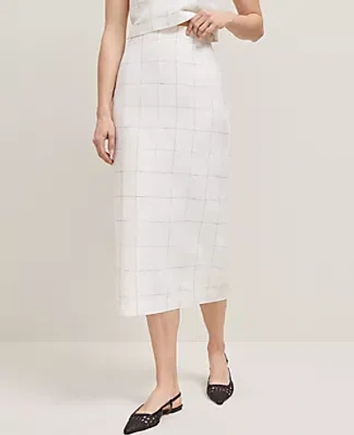 Ann Taylor The Petite Windowpane Midi Skirt