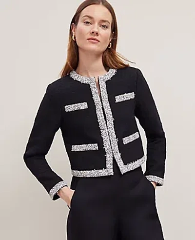 Ann Taylor Trimmed Tweed Cropped Jacket