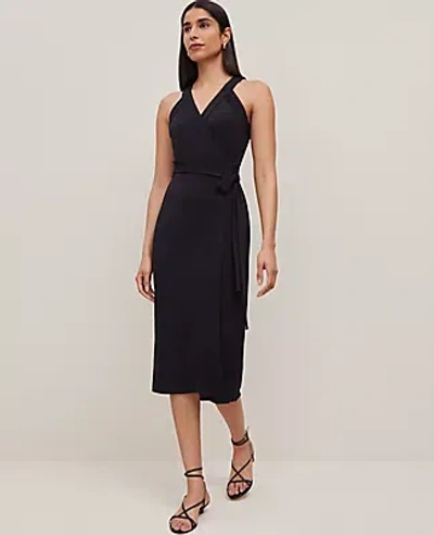 Ann Taylor Petite Halter Wrap Column Midi Dress
