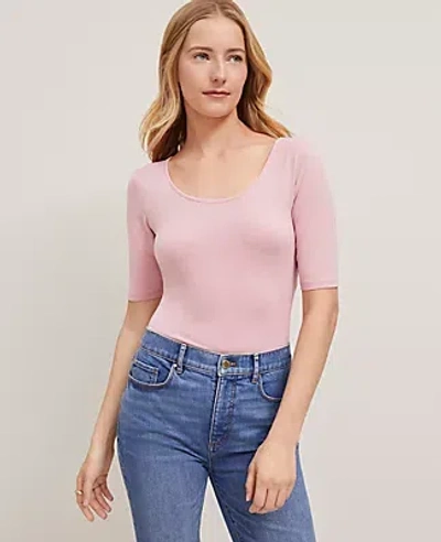 Ann Taylor Scoop Neck Elbow Sleeve Tee