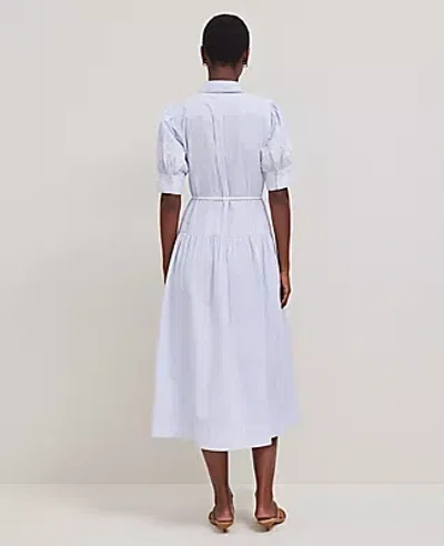 Ann Taylor Petite Embroidered Trim Striped Shirtdress