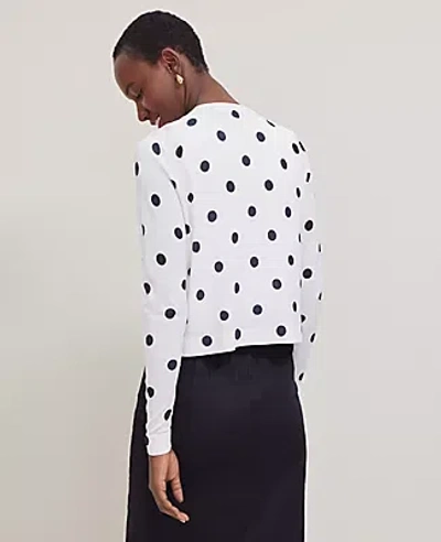 Ann Taylor Dotted Cropped Open Cardigan