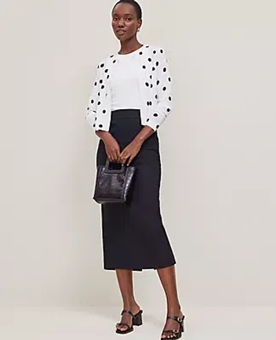 Ann Taylor Dotted Cropped Open Cardigan