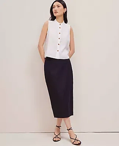 Ann Taylor Petite Linen-blend Midi Skirt