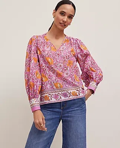 Ann Taylor Floral V-neck Popover Top
