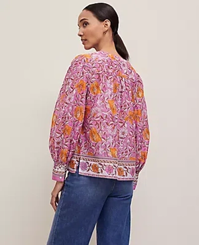 Ann Taylor Floral V-neck Popover Top