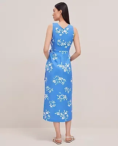 Ann Taylor Petite Floral Linen Blend V-neck Wrap Dress