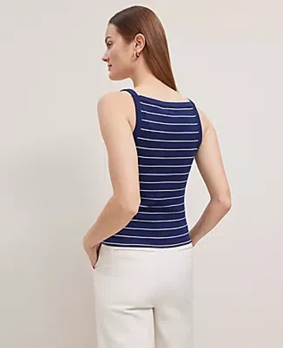 Ann Taylor Petite Striped Button V-neck Tank Top
