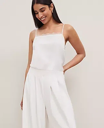 Ann Taylor Petite Lace Trim Square Neck Tank Top