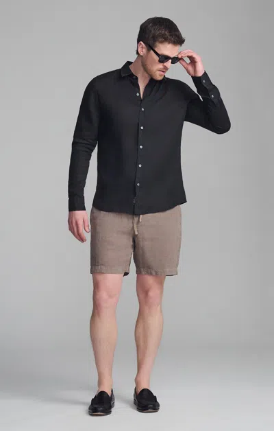 Mavi Linen Long Sleeve Button-up Shirt In Black