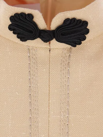 Valentino Embroidered Woven Mini Dress With Tassels Birch In Multi