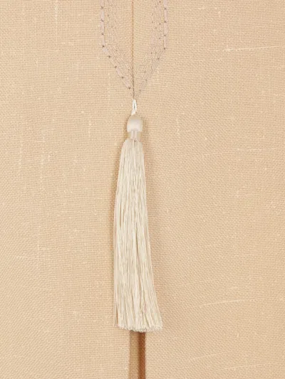 Valentino Embroidered Woven Mini Dress With Tassels Birch In Multi