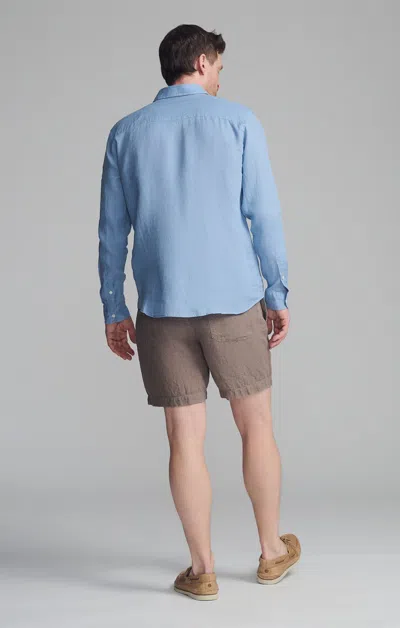 Mavi Linen Long Sleeve Button-up Shirt In Faded Denim