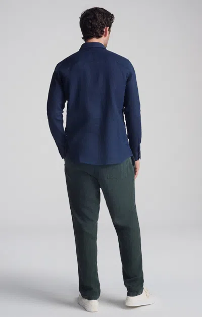 Mavi Linen Long Sleeve Button-up Shirt In Black Iris