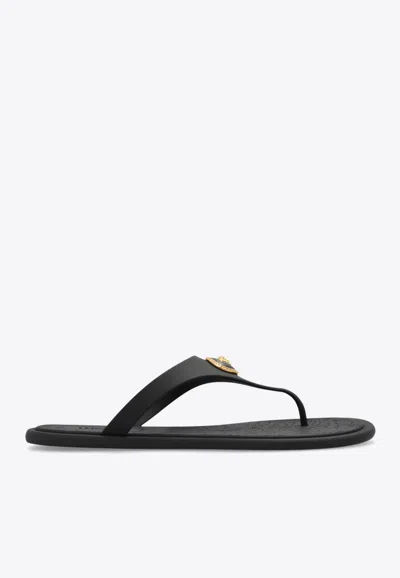 Versace Black Slides With Medusa Detail