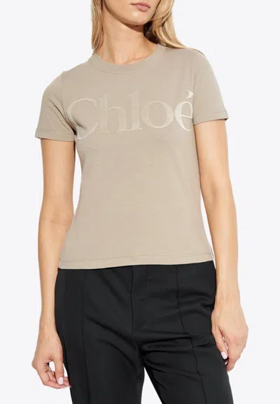 Shop Chloé Logo Lettering T-shirt