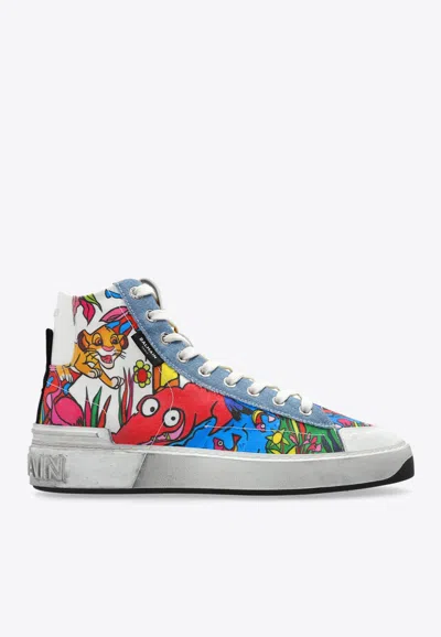 BALMAIN X DISNEY THE LION KING B-COURT HIGH-TOP SNEAKERS 
