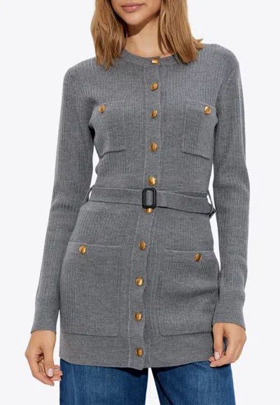 Chloé Slim Multi-stitch Wool Belted Cardigan