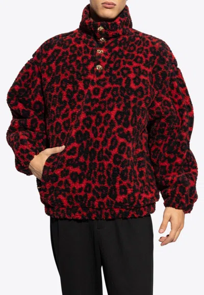 Alexander Mcqueen Leopard Print Fleece Jacket Jackets