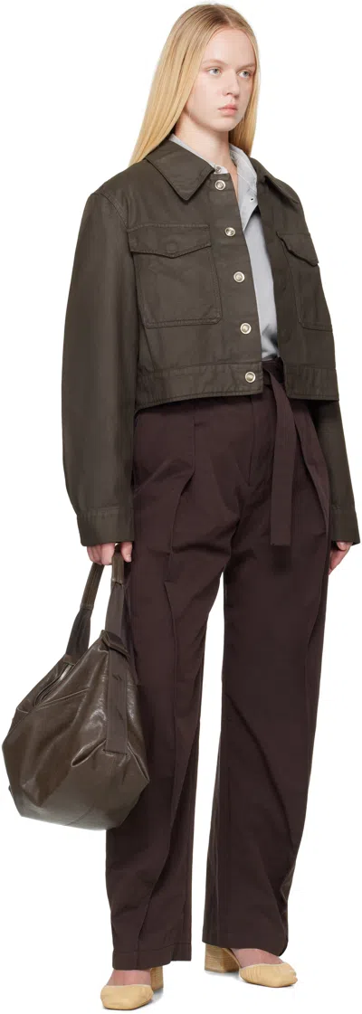 Lemaire Brown Two Pocket Cropped Denim Jacket