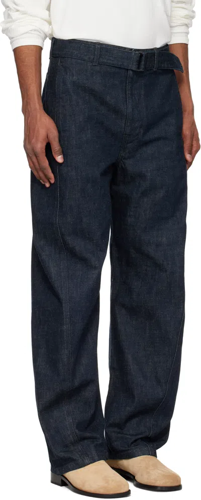 Lemaire Indigo Twisted Belted Jeans