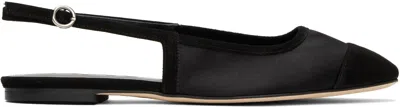 Aeyde Black Geraldine Satin Toe-cap Ballerina Flats