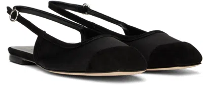 Aeyde Black Geraldine Satin Toe-cap Ballerina Flats