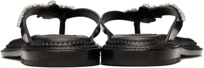 Simone Rocha Womens Black/comb Embellished Thong Leather Sandals Eur 40 / 7 Uk