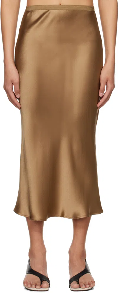 Anine Bing Womens Dark Green Bar Silk Maxi Skirt