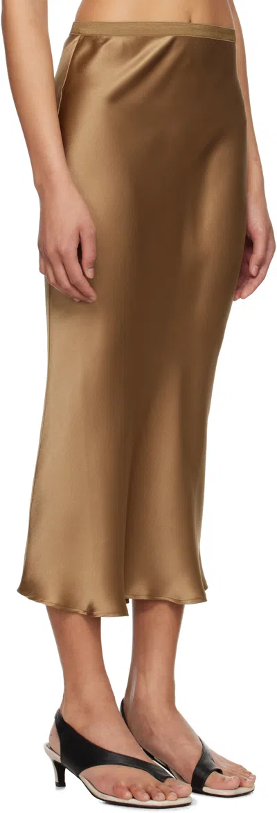 Anine Bing Womens Dark Green Bar Silk Maxi Skirt