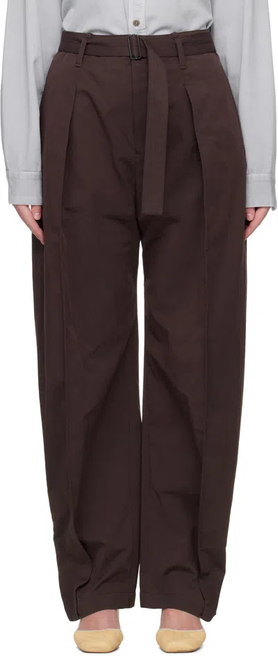 Lemaire Brown Curved Volume Trousers In Brown