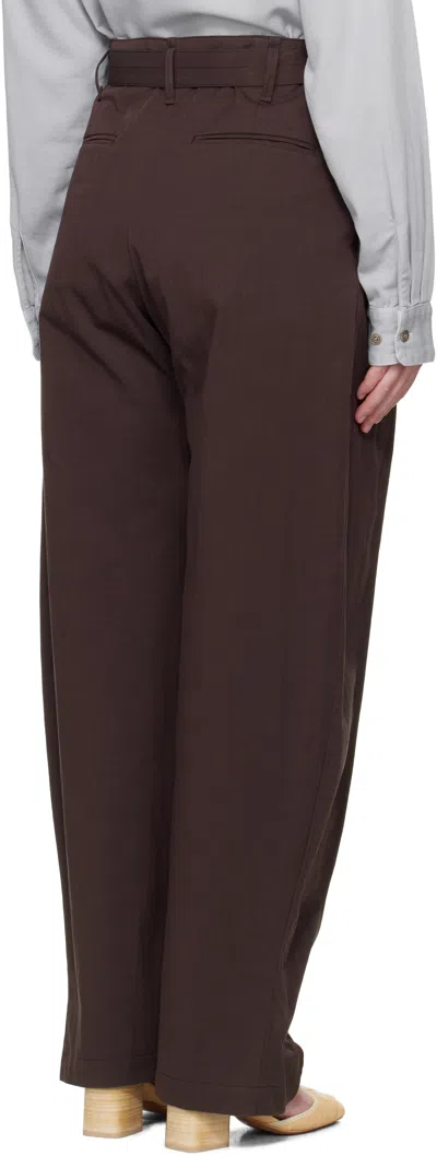 Lemaire Brown Curved Volume Trousers In Brown