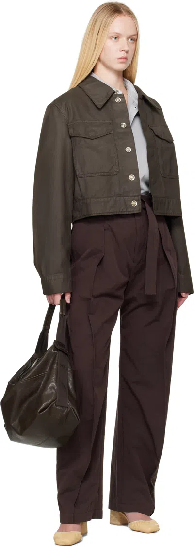 Lemaire Brown Curved Volume Trousers In Brown