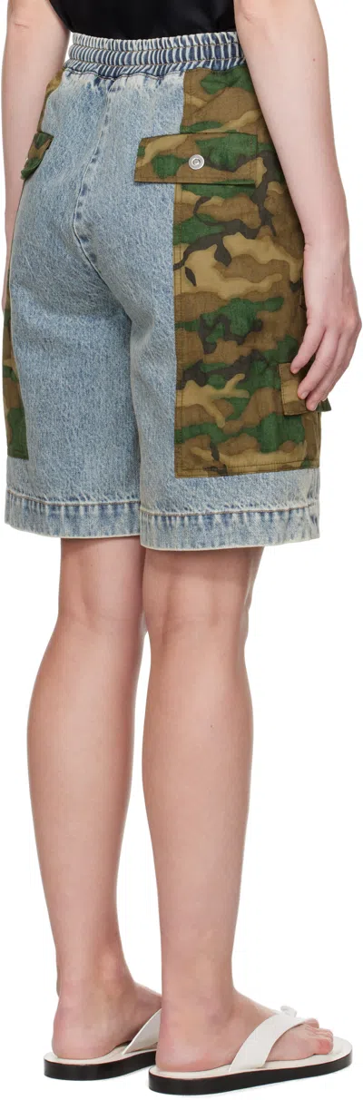 3.1 Phillip Lim Patchwork Camo Ripstop Basketball Shorts Dark Olive Multi