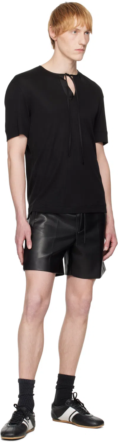 System Ssense Exclusive Black Drawstring Faux-leather Shorts