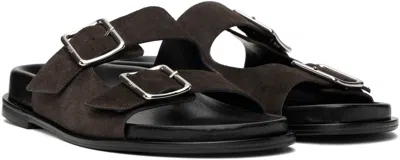Aeyde Meena Suede Cow Leather Sandals Black