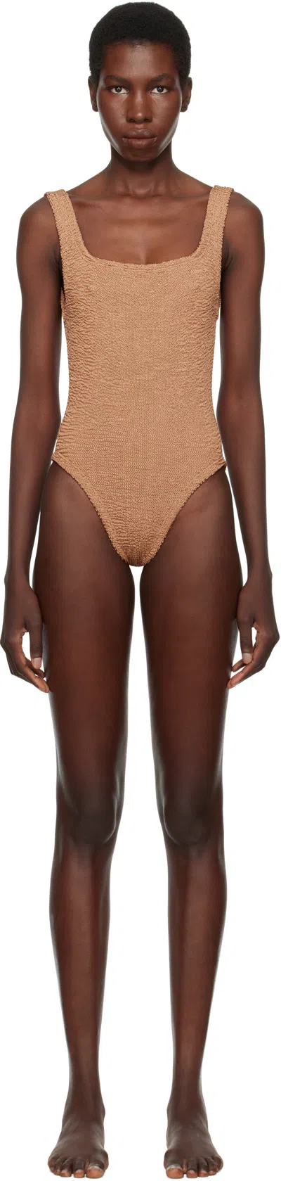 Hunza G Domino Swim One-piece Swimsuit In Brown