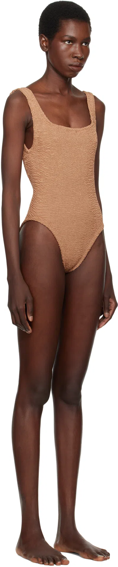 Hunza G Domino Swim One-piece Swimsuit In Brown