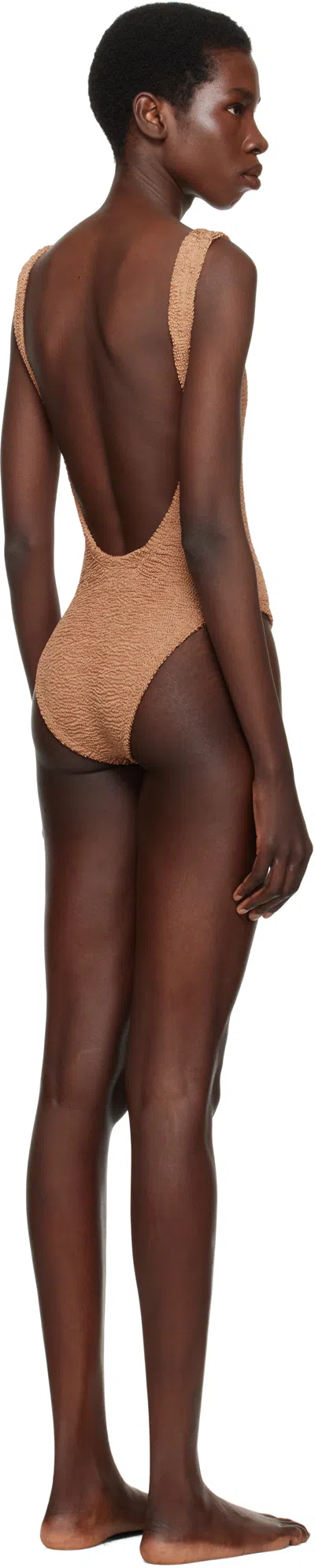 Hunza G Domino Swim One-piece Swimsuit In Brown