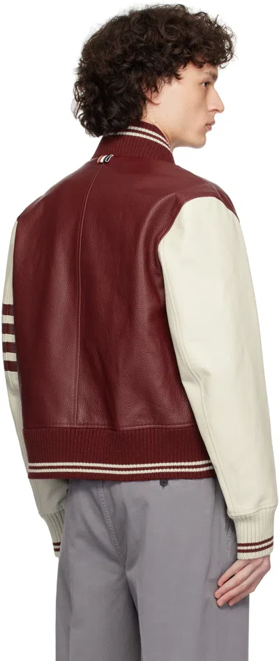 Thom Browne Striped Full-grain Leather Bomber Jacket