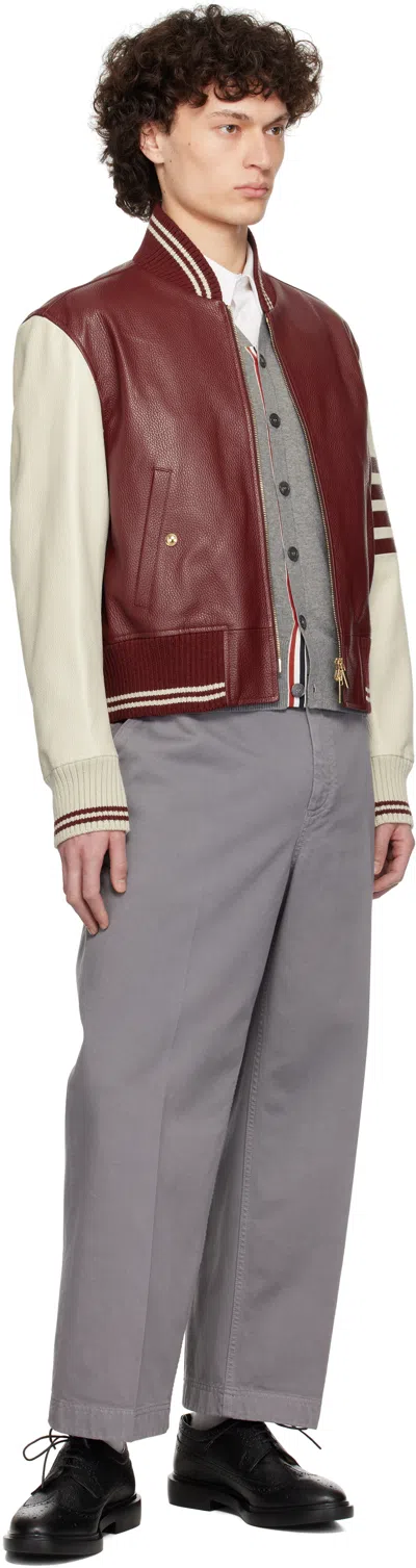 Thom Browne Striped Full-grain Leather Bomber Jacket