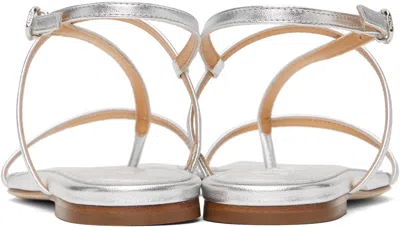 Aeyde Silver Ella Leather Toe-post Sandals In Metallic