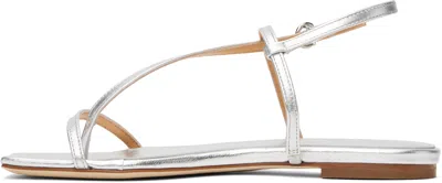 Aeyde Silver Ella Leather Toe-post Sandals In Metallic