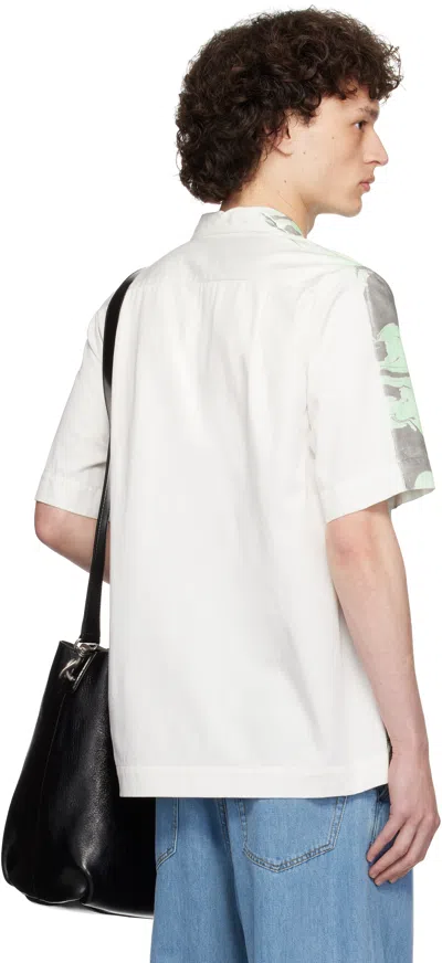 Dries Van Noten Green & White Hand-dyed Floral Shirt