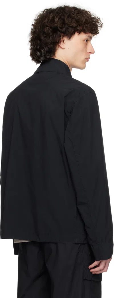 Stone Island Blue Jacket With Classic Collar And Logo Patch On The Sleeve In Tech Fabric Man