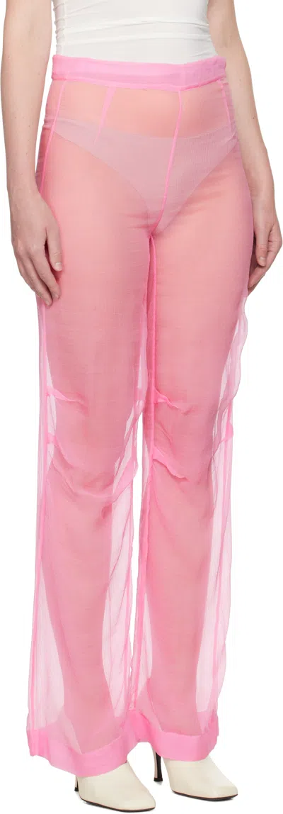 Alainpaul Pink Mousseline Silk Chiffon Knee Trousers