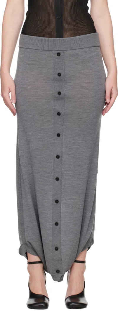 Alainpaul Gray Knit Fuseau Maxi Skirt