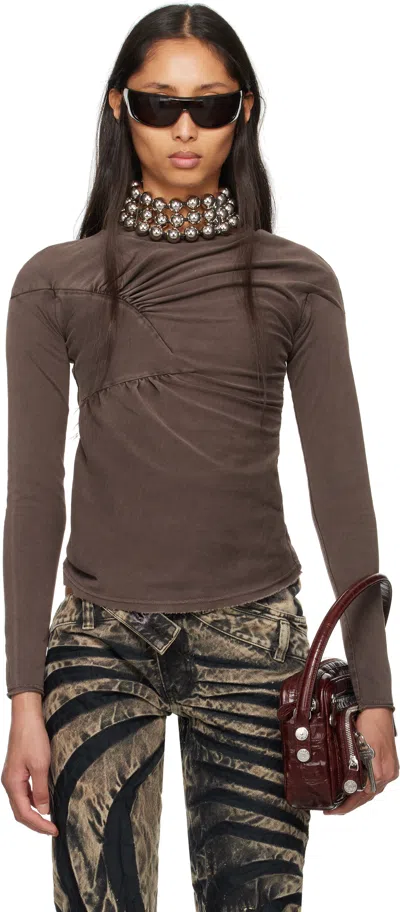 Masha Popova Brown 'stuck In Bra' T-shirt